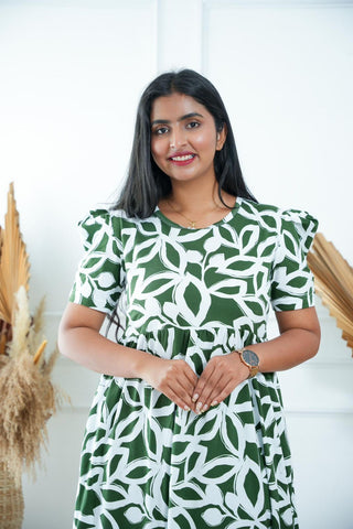FLUTTERING LEAF | NON-FEEDING MAXI – PUFF SLEEVES | FULL LENGTH MAXI