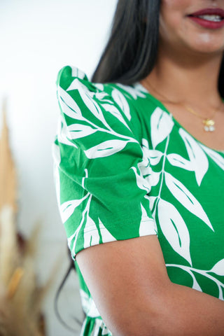 GREEN GARDENIA | NON-FEEDING MAXI – PUFF SLEEVES | FULL LENGTH MAXI