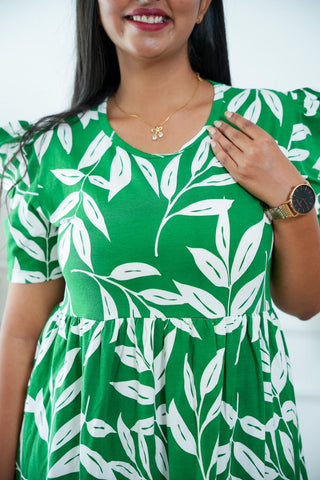 GREEN GARDENIA | NON-FEEDING MAXI – PUFF SLEEVES | FULL LENGTH MAXI