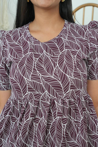 MARRON RUFFLE | NON-FEEDING MAXI – PUFF SLEEVES | FULL LENGTH MAXI