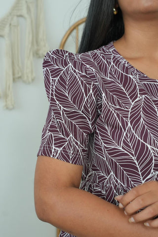 MARRON RUFFLE | NON-FEEDING MAXI – PUFF SLEEVES | FULL LENGTH MAXI