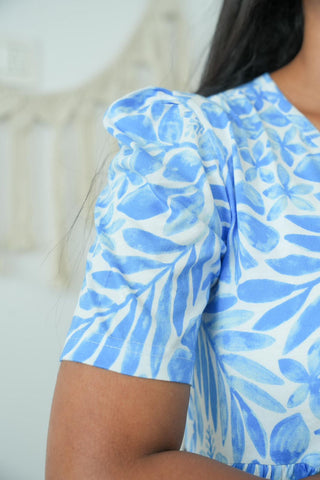 BLUE BLOOM | NON-FEEDING MAXI – PUFF SLEEVES | FULL LENGTH MAXI