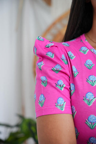 PINK BLOOM | NON-FEEDING MAXI – PUFF SLEEVES | FULL LENGTH MAXI