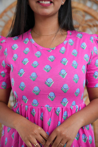 PINK BLOOM | NON-FEEDING MAXI – PUFF SLEEVES | FULL LENGTH MAXI