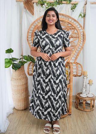 INKRUSH | NON-FEEDING MAXI – PUFF SLEEVES | FULL LENGTH MAXI