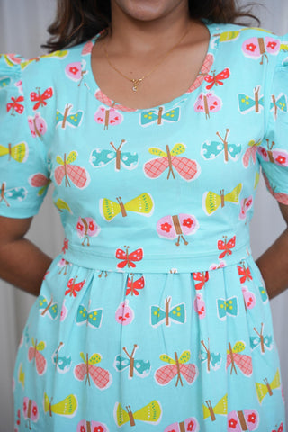 CUTE BUTTERFLY | ZIPLESS MATERNITY MAXI-PUFF SLEEVES | FULL LENGTH MAXI