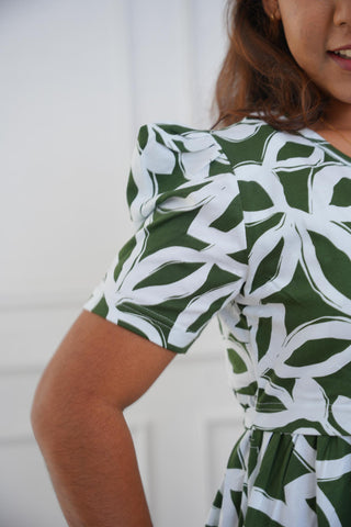 CHARCOAL FLORA | ZIPLESS MATERNITY MAXI-PUFF SLEEVES | FULL LENGTH MAXI