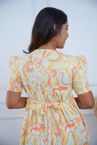 SUNLIT WHISPER | ZIPLESS MATERNITY MAXI-PUFF SLEEVES | FULL LENGTH MAXI