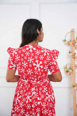 CHIRSTMAS | ZIPLESS MATERNITY MAXI-PUFF SLEEVES | FULL LENGTH MAXI