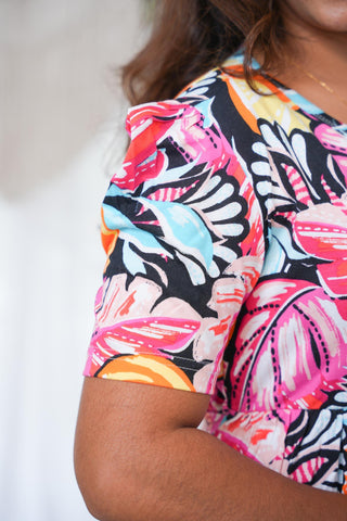 TROPICAL BLOOM | NON-FEEDING MAXI – PUFF SLEEVES | FULL LENGTH MAXI