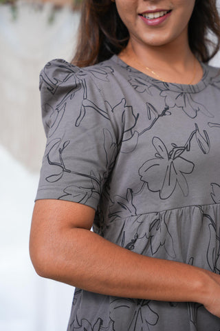 CHARCOAL WHISPER | NON-FEEDING MAXI – PUFF SLEEVES | FULL LENGTH MAXI