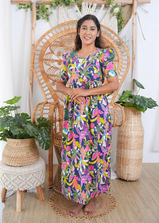 JUNGLE CARNIVAL | NON-FEEDING MAXI – PUFF SLEEVES | FULL LENGTH MAXI