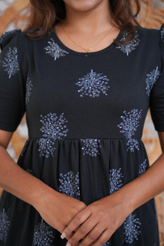 MAJESTIC BLACK | NON-FEEDING MAXI – PUFF SLEEVES | FULL LENGTH MAXI