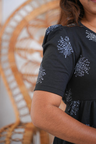 MAJESTIC BLACK | NON-FEEDING MAXI – PUFF SLEEVES | FULL LENGTH MAXI