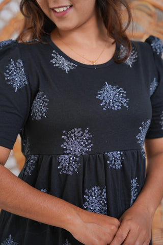 MAJESTIC BLACK | NON-FEEDING MAXI – PUFF SLEEVES | FULL LENGTH MAXI