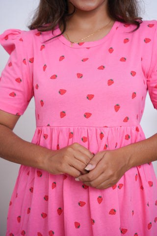 PINK BERRIES | NON-FEEDING MAXI – PUFF SLEEVES | FULL LENGTH MAXI