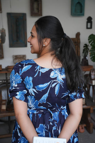 NAVY PETAL | MATERNITY COTTON MAXI ANKLE LENGTH