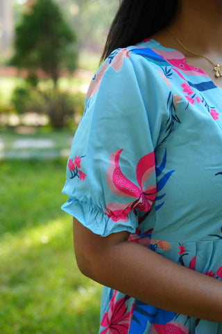 SEAFOAM PLUMERIA | MATERNITY MAXI ANKLE LENGTH