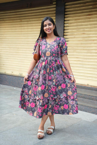 COLOURFUL FLOWERS | MATERNITY MAXI ANKLE LENGTH