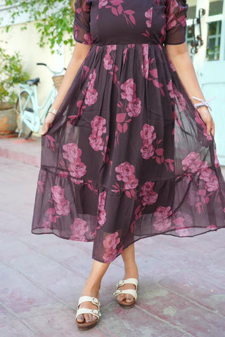 BROWN ROSE | MATERNITY GEORGETTE MAXI ANKLE LENGTH