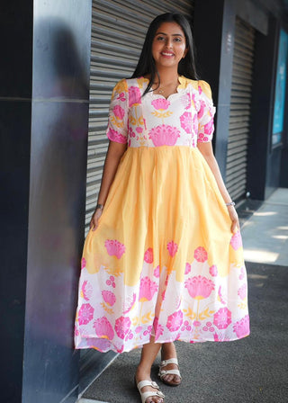 YELLOW GARDENIA | MATERNITY GEORGETTE MAXI ANKLE LENGTH