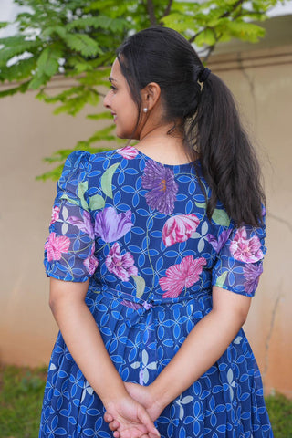 BLUE TRELIS | MATERNITY GEORGETTE MAXI ANKLE LENGTH