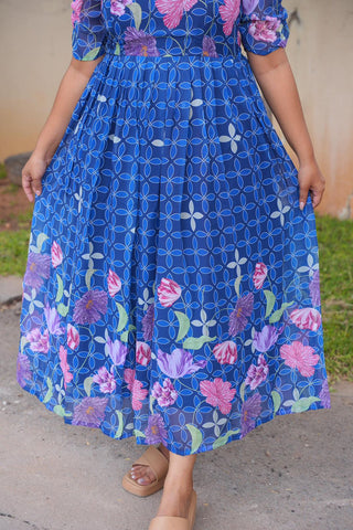 BLUE TRELIS | MATERNITY GEORGETTE MAXI ANKLE LENGTH