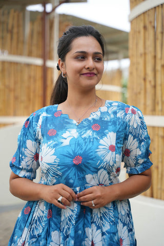 BLUE DAISY | MATERNITY COTTON MAXI ANKLE LENGTH