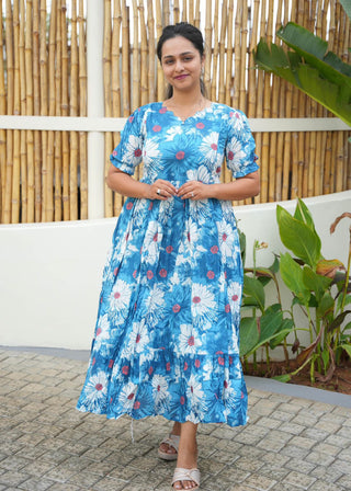 BLUE DAISY | MATERNITY COTTON MAXI ANKLE LENGTH