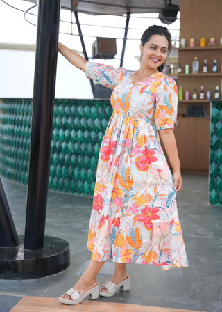 MULTI FLORAL RUFFLE | MATERNITY MAXI ANKLE LENGTH