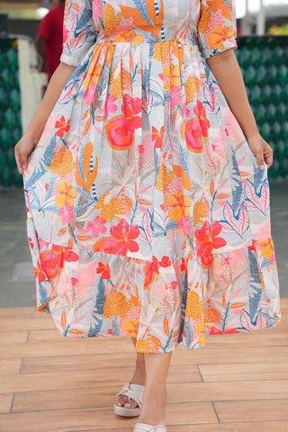 MULTI FLORAL RUFFLE | MATERNITY MAXI ANKLE LENGTH