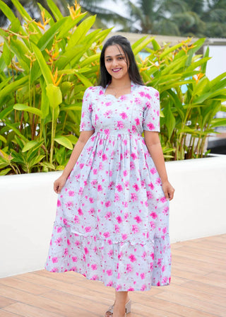 GREY PINK GARDEN | MATERNITY MAXI ANKLE LENGTH