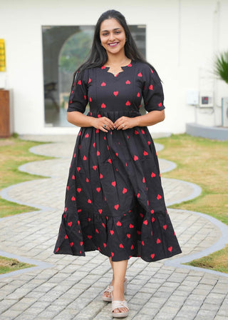 BLACK RED HEART | MATERNITY MAXI ANKLE LENGTH