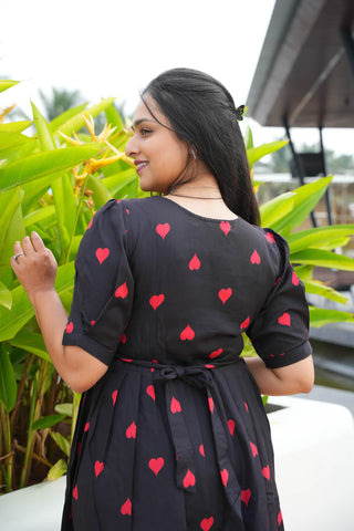 BLACK RED HEART | MATERNITY MAXI ANKLE LENGTH