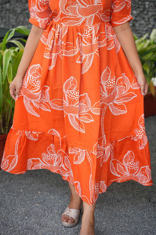RUSTIC ORANGE SKETCH | MATERNITY MAXI ANKLE LENGTH