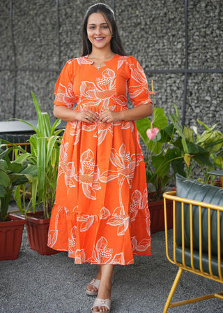 RUSTIC ORANGE SKETCH | MATERNITY MAXI ANKLE LENGTH