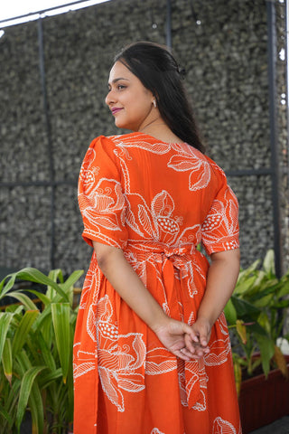 RUSTIC ORANGE SKETCH | MATERNITY MAXI ANKLE LENGTH