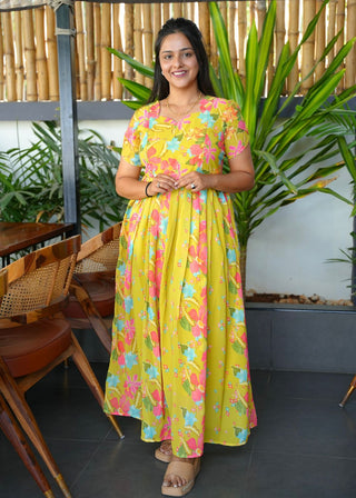 RADIANT FLORA | MATERNITY GEORGETTE MAXI FULL LENGTH