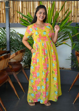 RADIANT FLORA | MATERNITY GEORGETTE MAXI FULL LENGTH