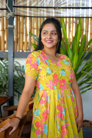 RADIANT FLORA | MATERNITY GEORGETTE MAXI FULL LENGTH