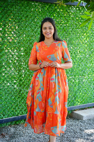 FESTIVE ORANGE | MATERNITY GEORGETTE MAXI ANKLE LENGTH