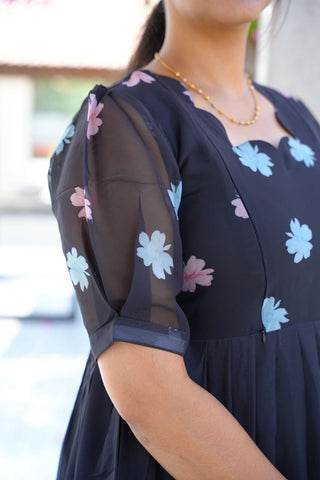 MAJESTIC BLACK | MATERNITY GEORGETTE MAXI FULL LENGTH