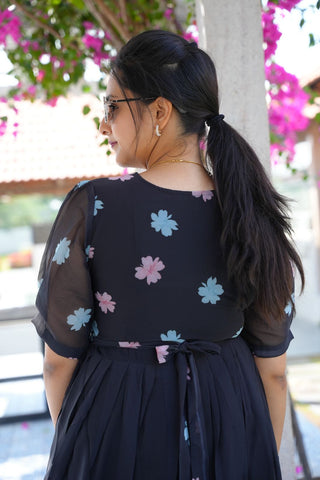 MAJESTIC BLACK | MATERNITY GEORGETTE MAXI FULL LENGTH