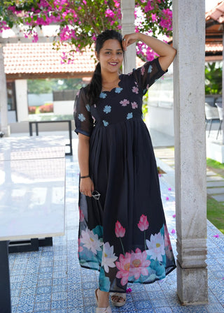 MAJESTIC BLACK | MATERNITY GEORGETTE MAXI FULL LENGTH