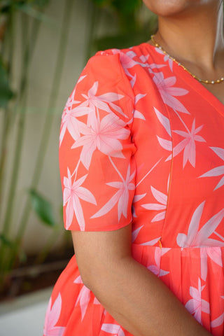 CORAL GLOW | MATERNITY GEORGETTE MAXI ANKLE LENGTH