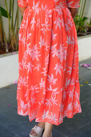 CORAL GLOW | MATERNITY GEORGETTE MAXI ANKLE LENGTH