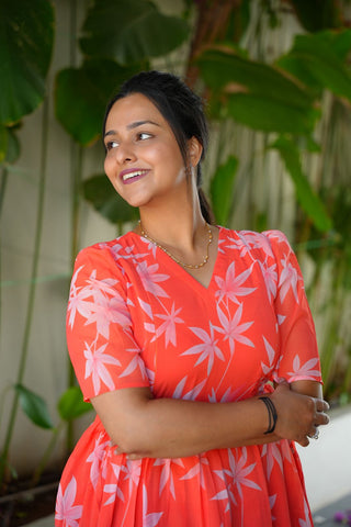 CORAL GLOW | MATERNITY GEORGETTE MAXI ANKLE LENGTH