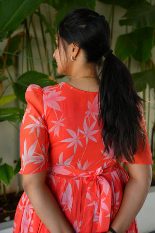 CORAL GLOW | MATERNITY GEORGETTE MAXI ANKLE LENGTH