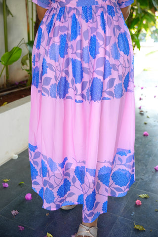 PINK BLUE FLORA | MATERNITY GEORGETTE MAXI FULL LENGTH