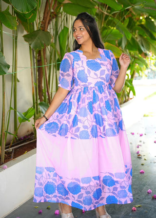 PINK BLUE FLORA | MATERNITY GEORGETTE MAXI FULL LENGTH
